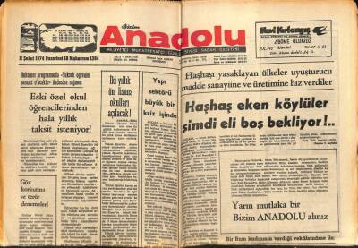 Anadolu Gazetesi 11 Şubat 1974 - Haşhaş Eken Köylüler Eli Boş Bekliyor GZ66655 - 2