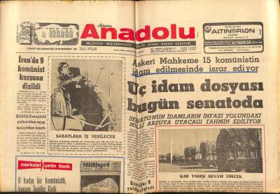 Anadolu Gazetesi 13 Mart 1972 - 3 İdam Dosyası Senatoda GZ66766 - 2