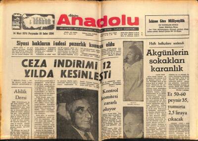 Anadolu Gazetesi 14 Mart 1974 - Ceza İndirimi 12 Yılda Kesinleşti GZ66647 - 2