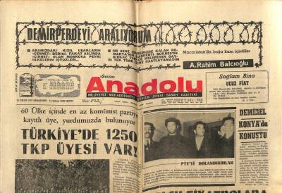 Anadolu Gazetesi 15 Ekim 1970 - Türkiyede 1250 TKP Üyesi Var GZ66163 - 2