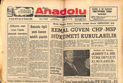Anadolu Gazetesi 15 Ocak 1974 - Kemal Güven CHP-MSP Hükümeti Kurulabilir GZ66837 - 1
