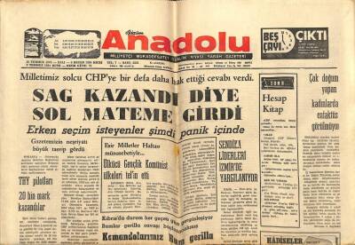 Anadolu Gazetesi 15 Temmuz 1975 - Sağ Kazandı Diye Sol Mateme Girdi GZ66686 - 1