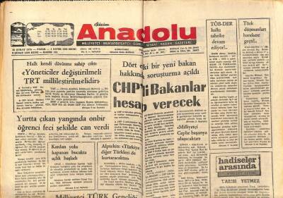 Anadolu Gazetesi 16 Şubat 1975 - CHPli Bakanlar Hesap Verecek GZ66148 - 2