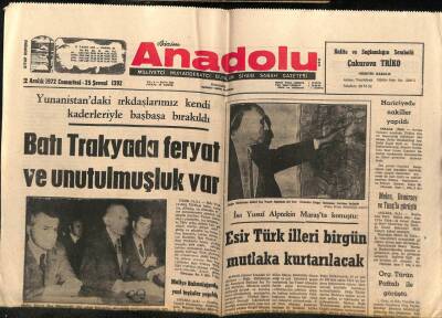 Anadolu Gazetesi 2 Aralık 1972 - Batı Trakyada Feryat Ve Unutulmuşluk Var GZ66615 - 1