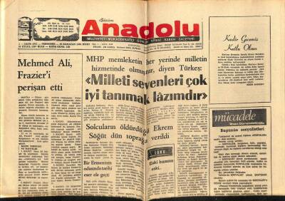 Anadolu Gazetesi 2 Ekim 1975 - Mehmet Ali Frazieri Perişan Etti GZ66135 - 1