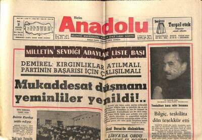 Anadolu Gazetesi 2 Eylül 1969 - Libyada Ordu İdareye El Koydu GZ66792 - 2