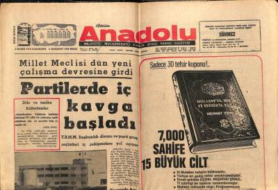 Anadolu Gazetesi 2 Kasım 1970 - Partilerde İç Kavga Başladı GZ66920 - 1