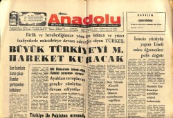 Anadolu Gazetesi 21 Kasım 1975 - Büyük Türkiyeyi M. Hareket Kurtaracak GZ66825 - 1