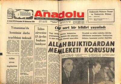 Anadolu Gazetesi 21 Şubat 1974 - Yunanistanda Komünist Darbe Teşebbüsü Önlendi GZ66903 - 2