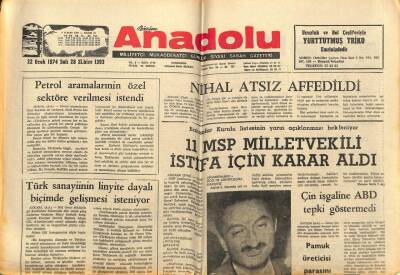 Anadolu Gazetesi 22 Ocak 1974 - 11 MSP Milletvekili İstifa İçin Karar Aldı GZ66872 - 1