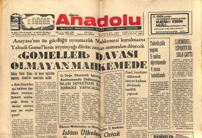 Anadolu Gazetesi 23 Ekim 1975 - Gomeller Davası Olmayan Mahkeme GZ66139 - 2