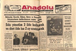 Anadolu Gazetesi 23 Mayıs 1973 - Sıkıyönetim 3 İlde Kalkacak GZ66781 - 1