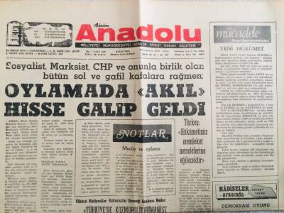 Anadolu Gazetesi 24 Nisan 1975 - Oylamada Akıl Hisse Galip Geldi GZ66678 - 2