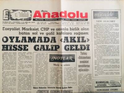 Anadolu Gazetesi 24 Nisan 1975 - Oylamada Akıl Hisse Galip Geldi GZ66678 - 1