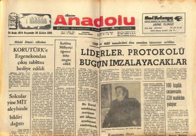 Anadolu Gazetesi 24 Ocak 1974 - 100 Kişilik Cezaevinde 228 Mahkum Yatıyor GZ66867 - 1