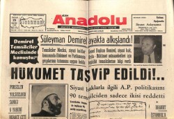 Anadolu Gazetesi 25 Mayıs 1969 - Hükümet Tasvip Edildi GZ66797 - 2