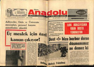 Anadolu Gazetesi 25 Mayıs 1970 - Ankara Hukuk Fakültesi Süresiz Kapatılıyor GZ66126 - 2