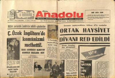Anadolu Gazetesi 25 Şubat 1970 - Batı Trakyada Türklere Ait Her Şey İmha Ediliyor GZ97544 - 1