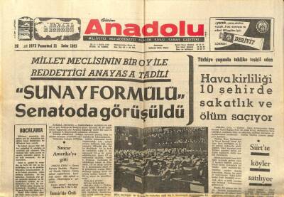 Anadolu Gazetesi 26 Mart 1973 - Hava Kirliliği 10 Şehirde Sakatlık Ve Ölüm Saçıyor GZ97576 - 1
