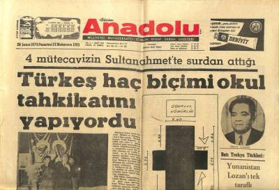 Anadolu Gazetesi 26 Şubat 1973 - Türkeş Haç Biçimi Okul Tahkikatını Yapıyordu GZ97571 - 1