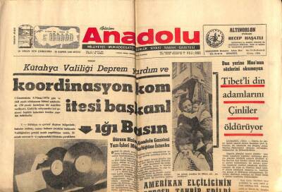 Anadolu Gazetesi 29 Nisan 1970 - Tibetli Din Adamlarını Çinliler Öldürüyor GZ66887 - 2