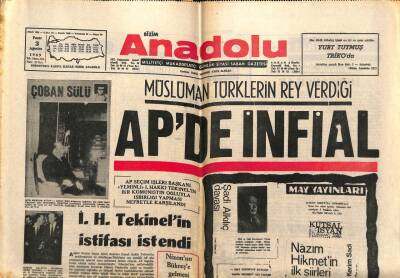 Anadolu Gazetesi 3 Ağustos 1969 - Müslüman Türklerin Rey Verdiği APde İnfial GZ66794 - 1