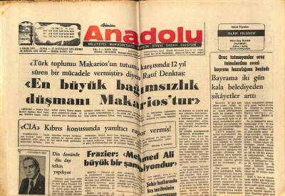 Anadolu Gazetesi 3 Ekim 1975 - En Büyük Bağımsızlık Düşmanı Makariostur GZ66136 - 1