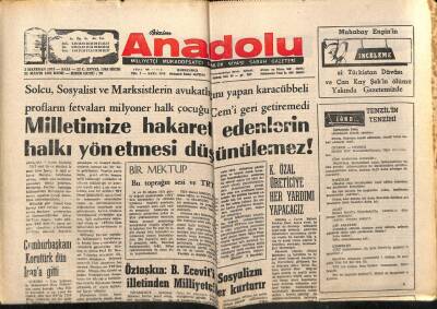 Anadolu Gazetesi 3 Haziran 1975 - Milletimize Hakaret Edenlerin Halkı Yönetmesi Düşünülemez GZ66157 - 1