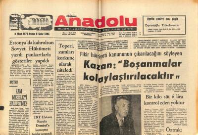 Anadolu Gazetesi 3 Mart 1974 - TRT Hakem Kurulu Demirele Konuşma Hakkı Vermedi GZ66706 - 1