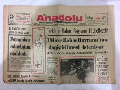 Anadolu Gazetesi 30 Nisan 1969 - Türklerin Bahar Bayramı Hıdırellezdir GZ73093 - 1