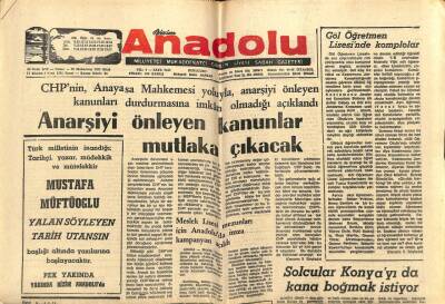 Anadolu Gazetesi 30 Ocak 1976 - Anarşiyi Önleyen Kanunlar Mutlaka Çıkacak GZ66875 - 1