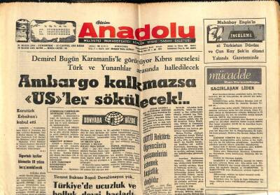 Anadolu Gazetesi 31 Mayıs 1975 - Ambargo Kalkmazsa ÜSler Sökülecek GZ66918 - 1