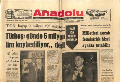 Anadolu Gazetesi 4 Ağustos 1972 - Türkeş 6 Milyon Lira Kaybediliyor Dedi GZ66713 - 2