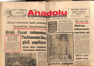 Anadolu Gazetesi 6 Kasım 1970 - Kolera Salgını Baharda Yine Başlayabilir GZ66958 - 1