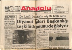 Anadolu Gazetesi 7 Aralık 1972 - Diyanet İşleri Başkanlığı Teşkilat Kanunu Değişiyor GZ66619 - 2