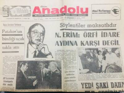 Anadolu Gazetesi 7 Haziran 1971 - Nihat Erim Örfi İdare Aydına Karşı Değil GZ66770 - 2