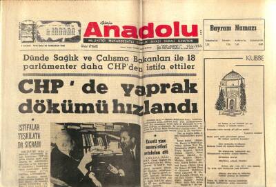 Anadolu Gazetesi 7 Kasım 1972 - CHPde Yaprak Dökümü Hızlandı GZ66972 - 2