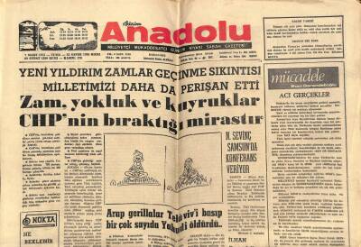 Anadolu Gazetesi 7 Mart 1975 - Arap Gerillalar Telavivi Basıp Bir Çok Sayıda Yahudi Öldürdü GZ66689 - 2