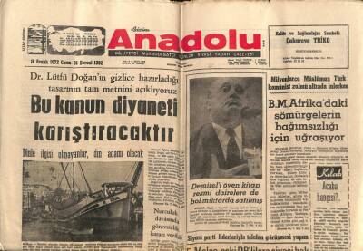Anadolu Gazetesi 8 Aralık 1972 - Dünyanın Dönüş Hızını 900 Yıl Önce Bir İslam Alimi Tesbit Etmiş GZ66620 - 1
