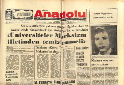 Anadolu Gazetesi 8 Aralık 1975 - Malatya Olayının Perde Arkası GZ66896 - 2