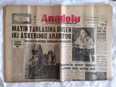 Anadolu Gazetesi 8 Eylül 1960 - Mayın Tarlasına Düşen İki Askerimiz Aranıyor GZ73341 - 1