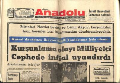 Anadolu Gazetesi 8 Eylül 1972 - Kurşunlama Olayı Milliyetçi Cephede İnfial Uyandırdı GZ66734 - 1
