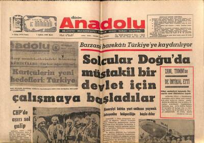 Anadolu Gazetesi 9 Ekim 1970 - Solcular Doğuda Müstakil Bir Devlet İçin Çalışmaya Başladılar GZ66952 - 2