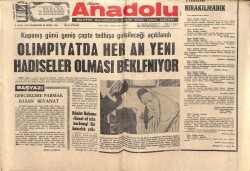 Anadolu Gazetesi 9 Eylül 1972 - Olimpiyatta He An Yeni Hadiseler Olması Bekleniyor GZ66878 - 2