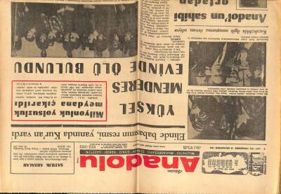 Anadolu Gazetesi 9 Mart 1972 - Yüksel Menderes Evinde Ölü Bulundu GZ66861 - 1