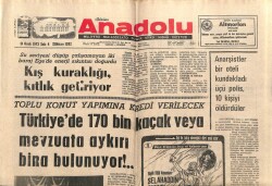 Anadolu Gazetesi 9 Ocak 1973 - Türkiyede 170 Bin Kaçak Bina Bulunuyor GZ66756 - 2