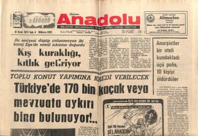 Anadolu Gazetesi 9 Ocak 1973 - Türkiyede 170 Bin Kaçak Bina Bulunuyor GZ66756 - 2