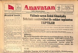 Anavatan Gazetesi 17 Kasım 1972 - Zekai Gümüşdiş Şehrimiz Tokat Sanayicileri İle Sohbet Toplantısı Yaptılar GZ158888 - Gökçekoleksiyon