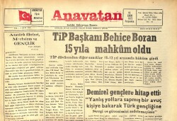 Anavatan Gazetesi 19 Ekim 1972 - TİP Başkanı Behice Boran 15 Yıla Mahkûm Oldu GZ158903 - Gökçekoleksiyon