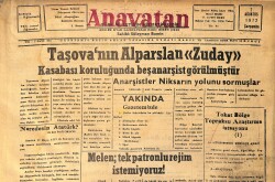 Anavatan Gazetesi 2 Ağustos 1972 - Taşova'nın Alparslan ''Zuday'' Kasabası Koruluğunda Başanarşist Görülmüştür GZ158914 - Gökçekoleksiyon